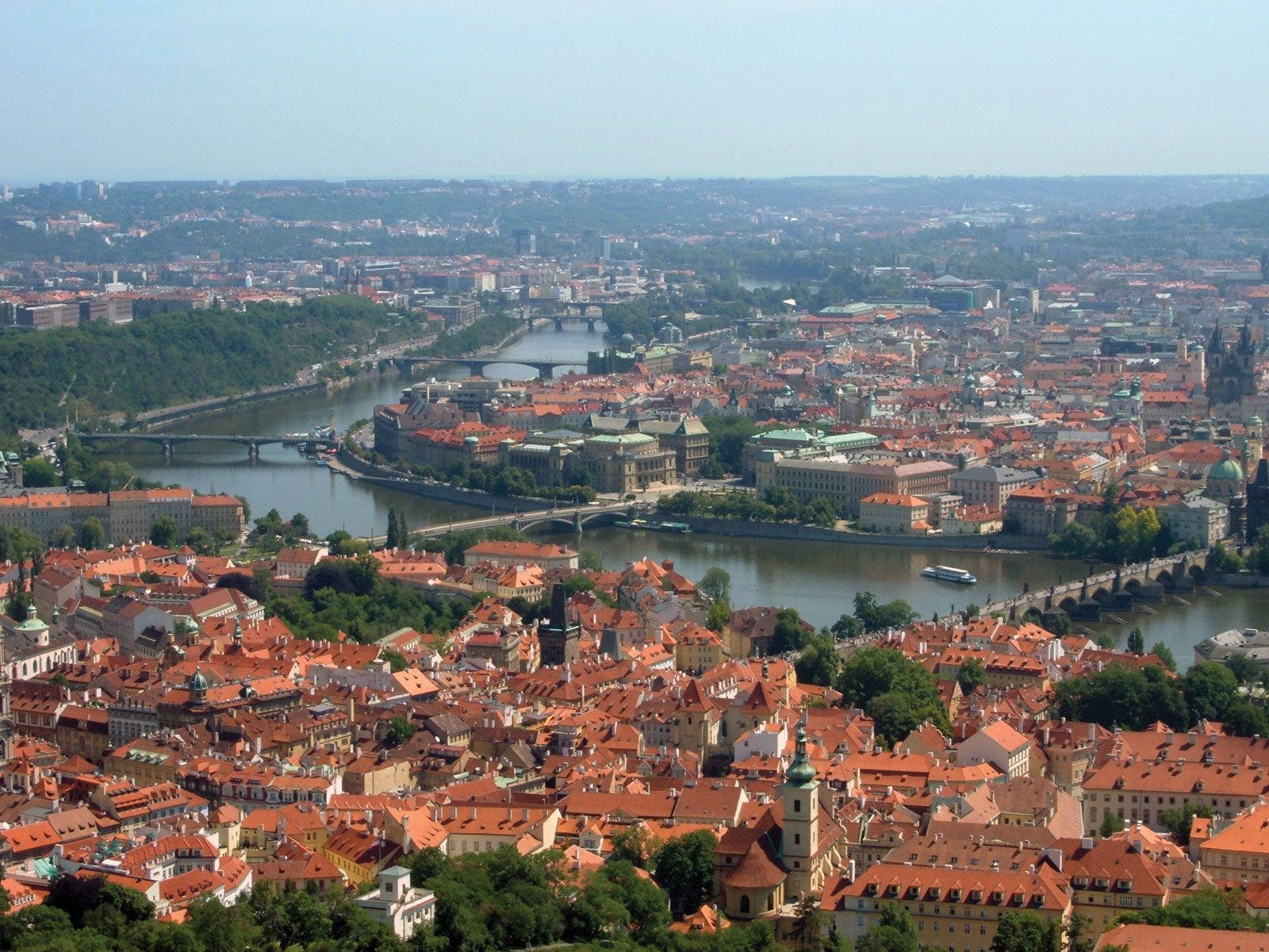 Brown-roofed Prague Houses Wallpaper