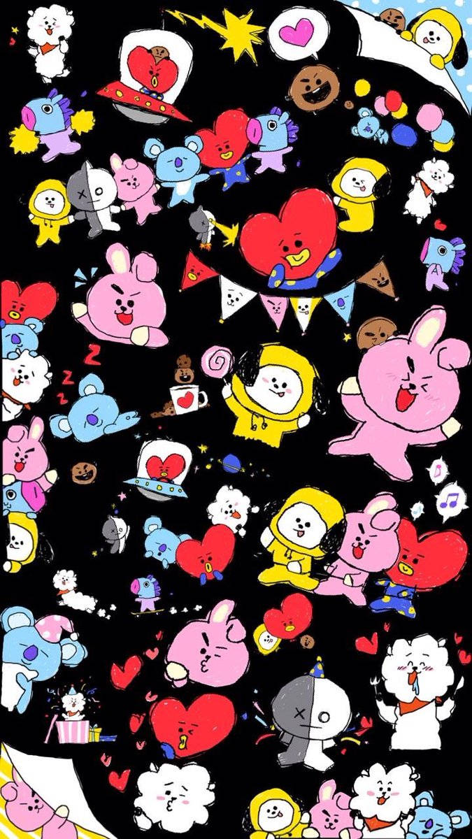 Bt21 Fan Art Pattern Wallpaper