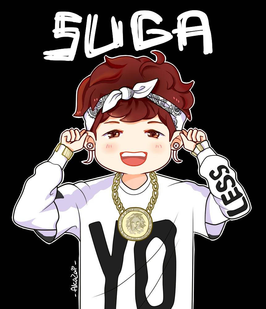 Bts Anime Suga 3-dollar Chains Wallpaper