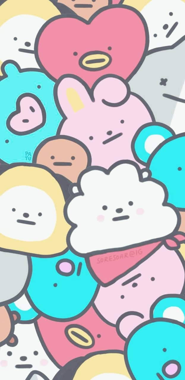 Bts Cartoon Bt21 Doodle Wallpaper