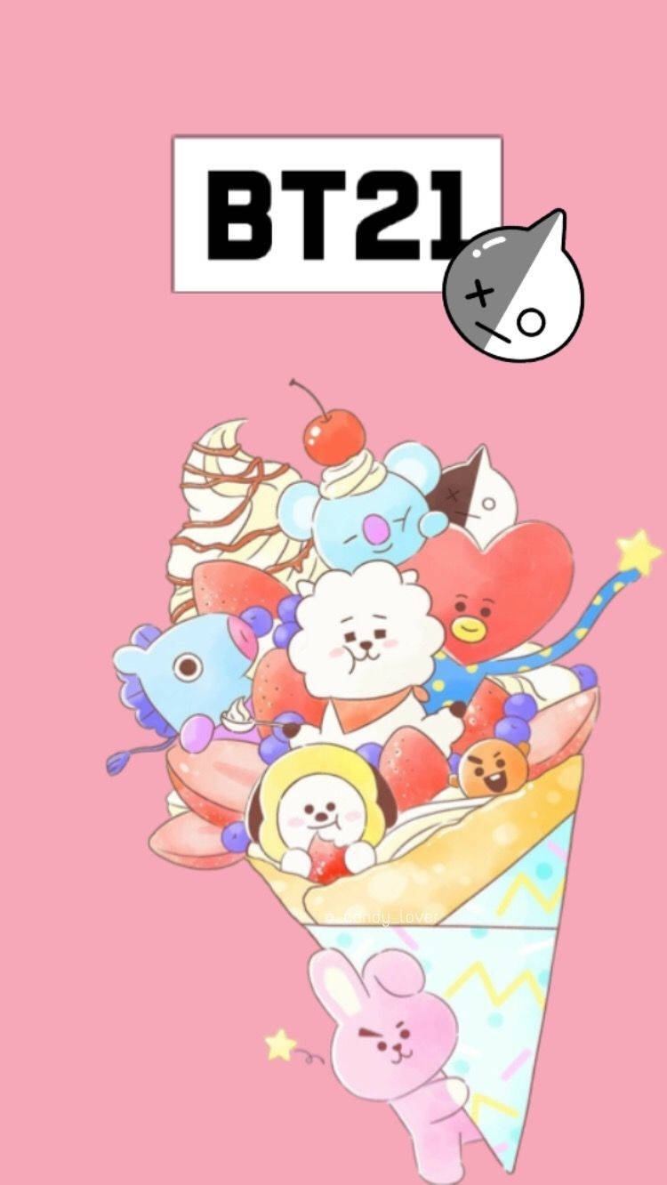 Bts Cartoon Bt21 Ice Cream Wallpaper