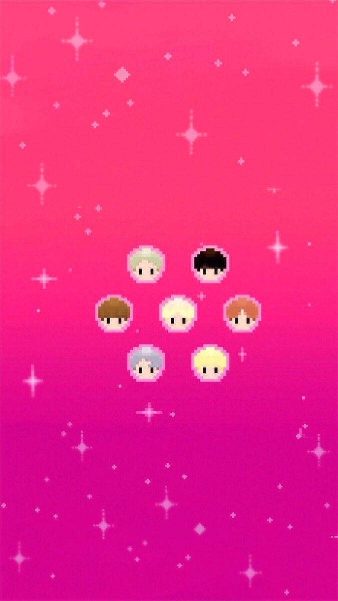 Bts Cartoon Head Icon Wallpaper