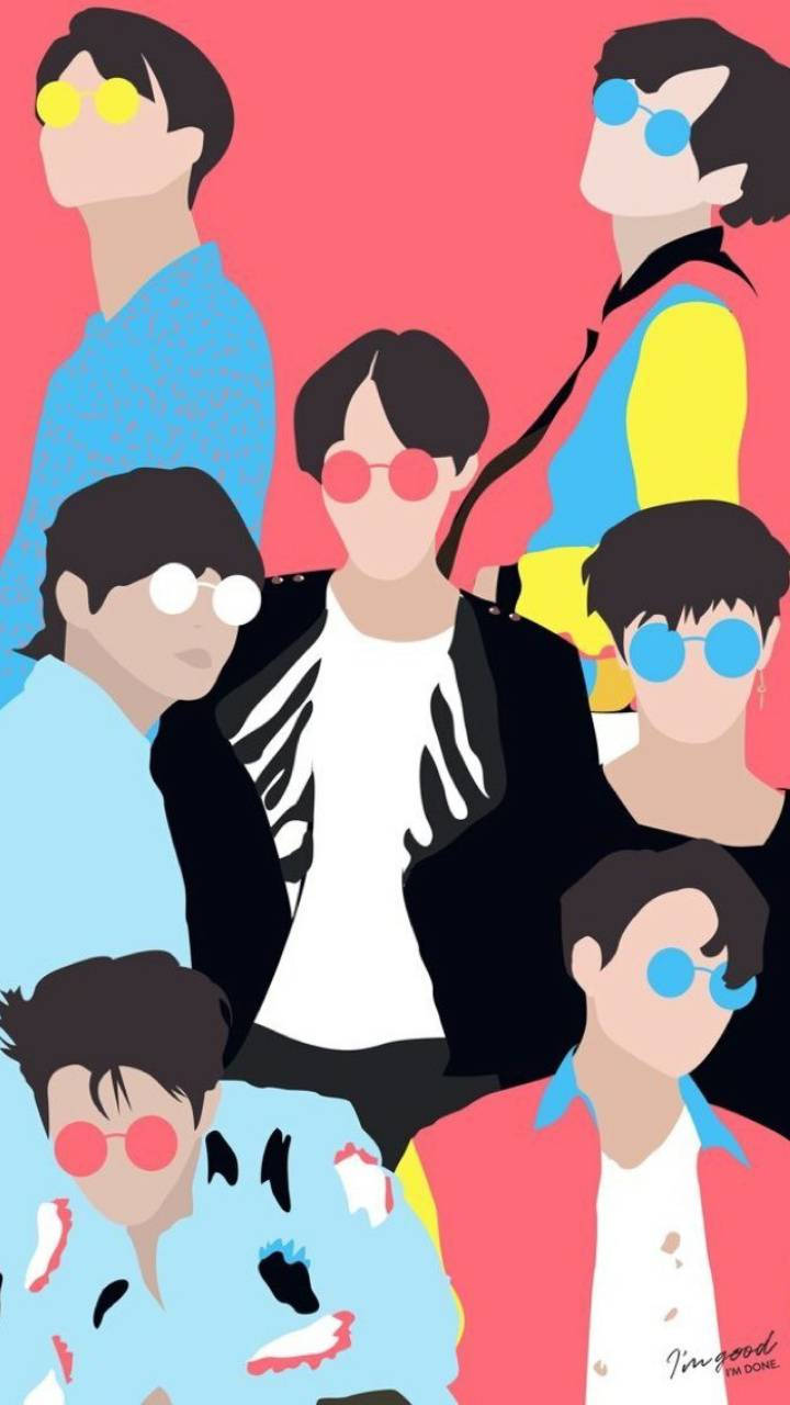 Bts Cartoon Vector Art Wallpaper