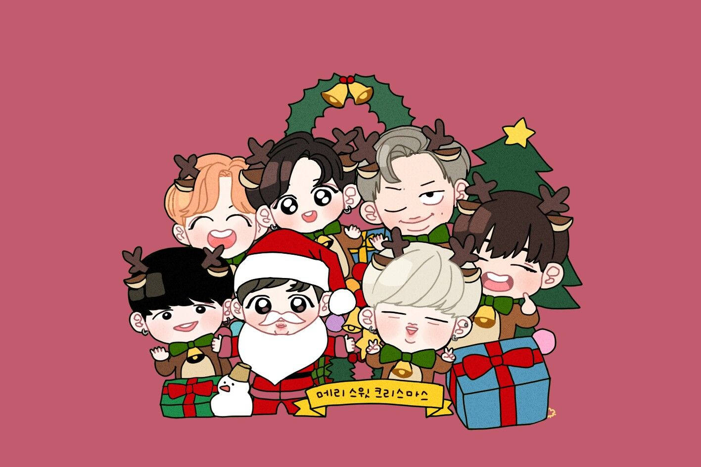 Bts Chibi Christmas Wallpaper