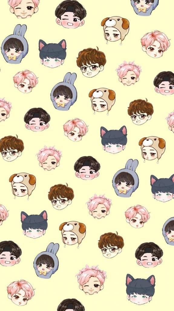 Bts Chibi Pattern Wallpaper