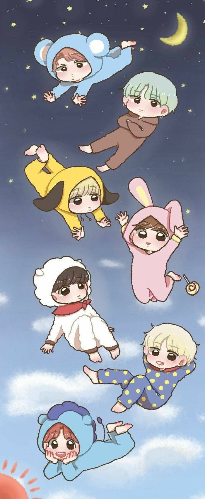 Bts Chibi Sky Wallpaper