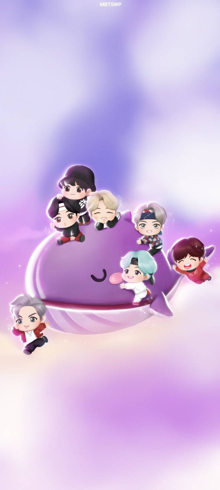 Bts Chibi Sky Whale Wallpaper