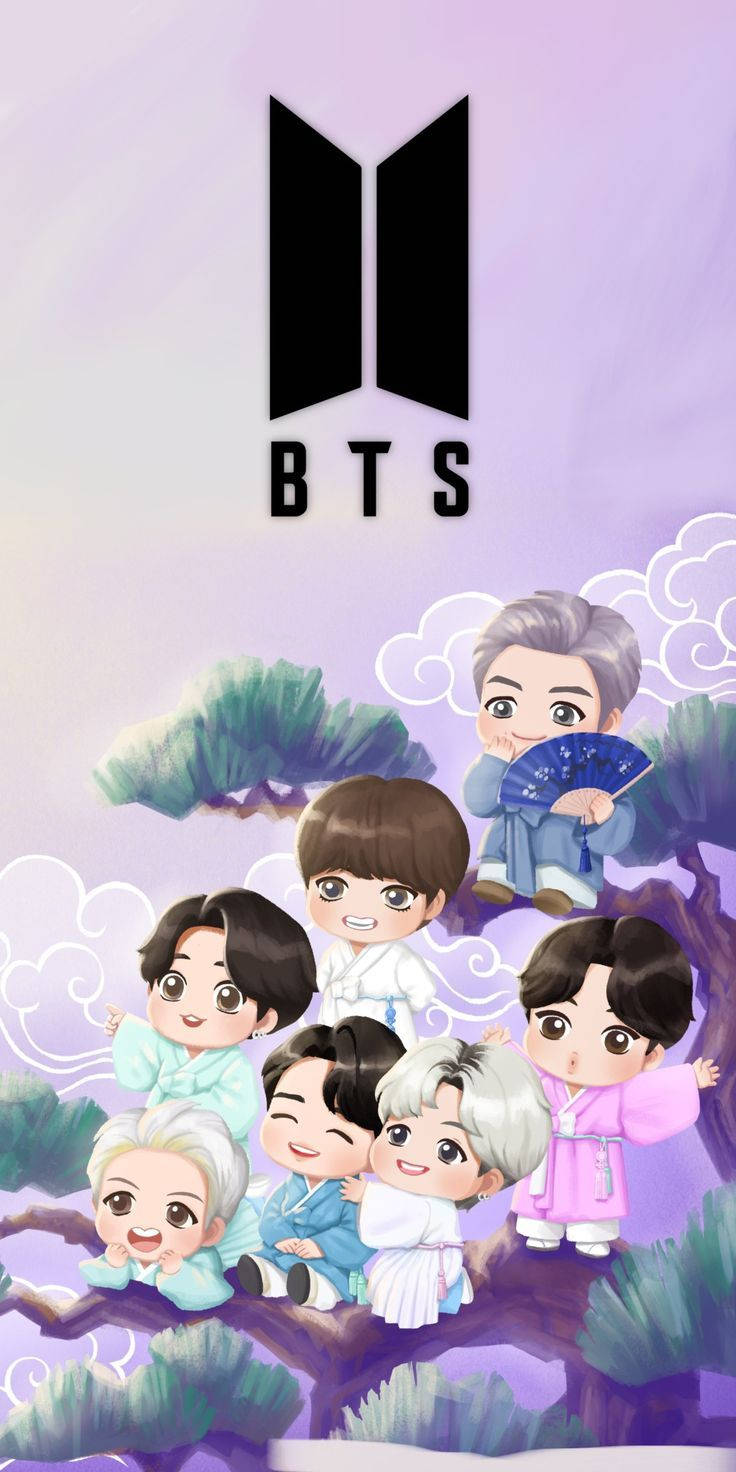 Bts Chibi Traditional Tree Wallpaper