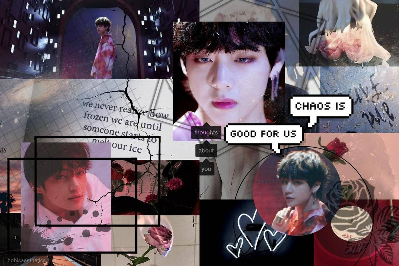 Bts Member V Monitor Screen Aesthetic Wallpaper