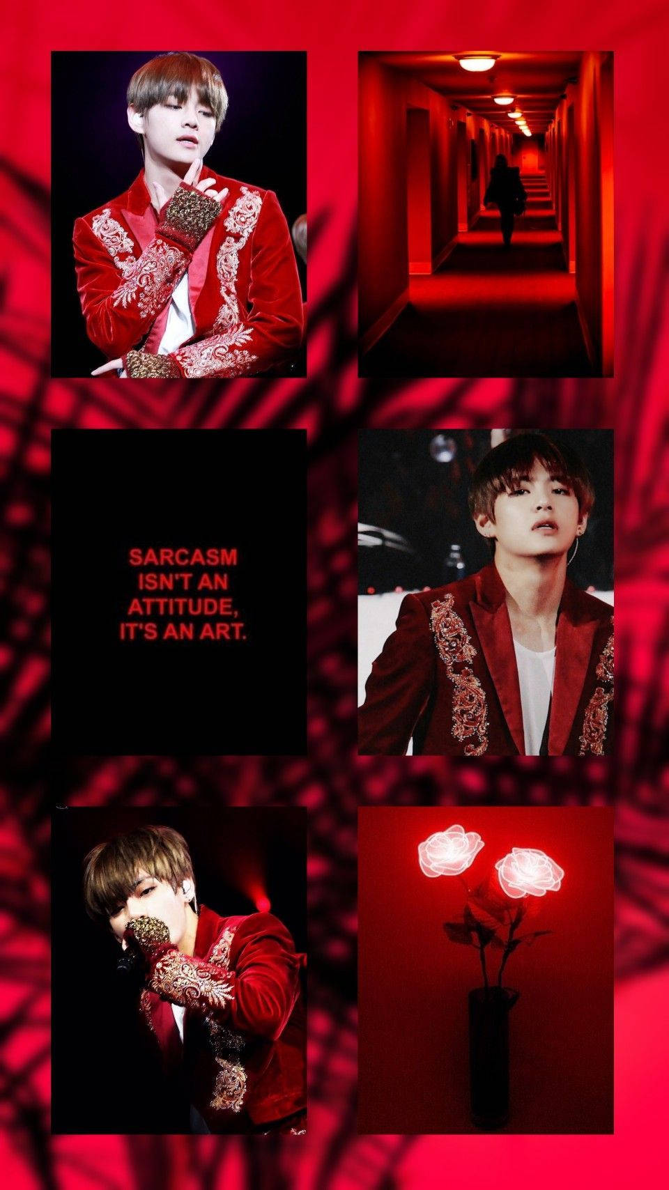 Bts Member V Red Concert Aesthetic Wallpaper