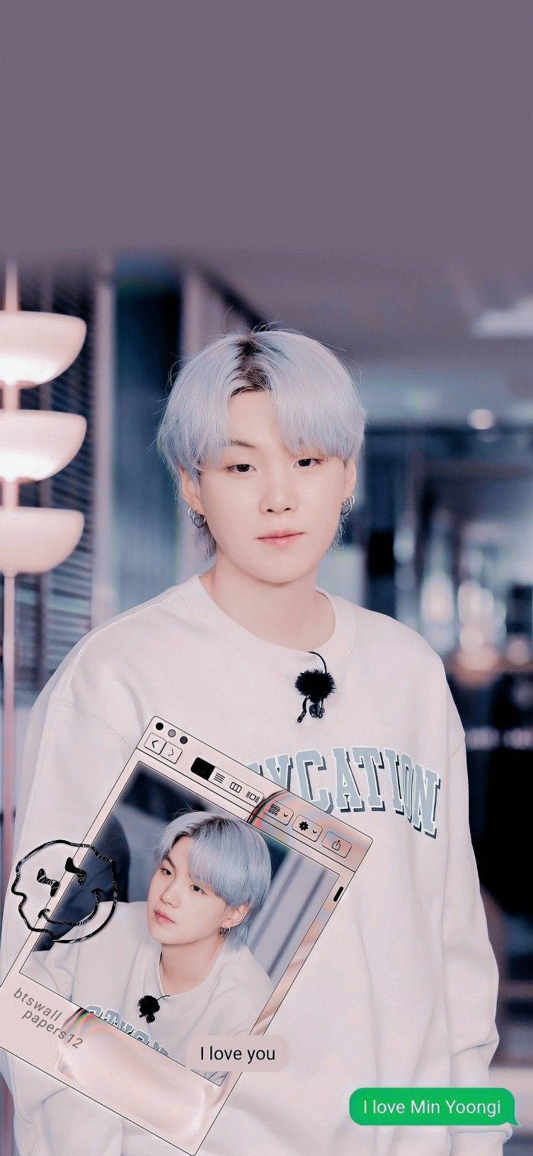 Bts Suga Cute Silver Hair Wallpaper