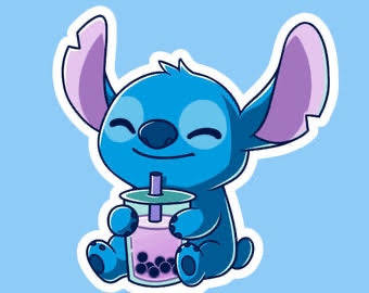 Bubble Tea Stitch Aesthetic Wallpaper