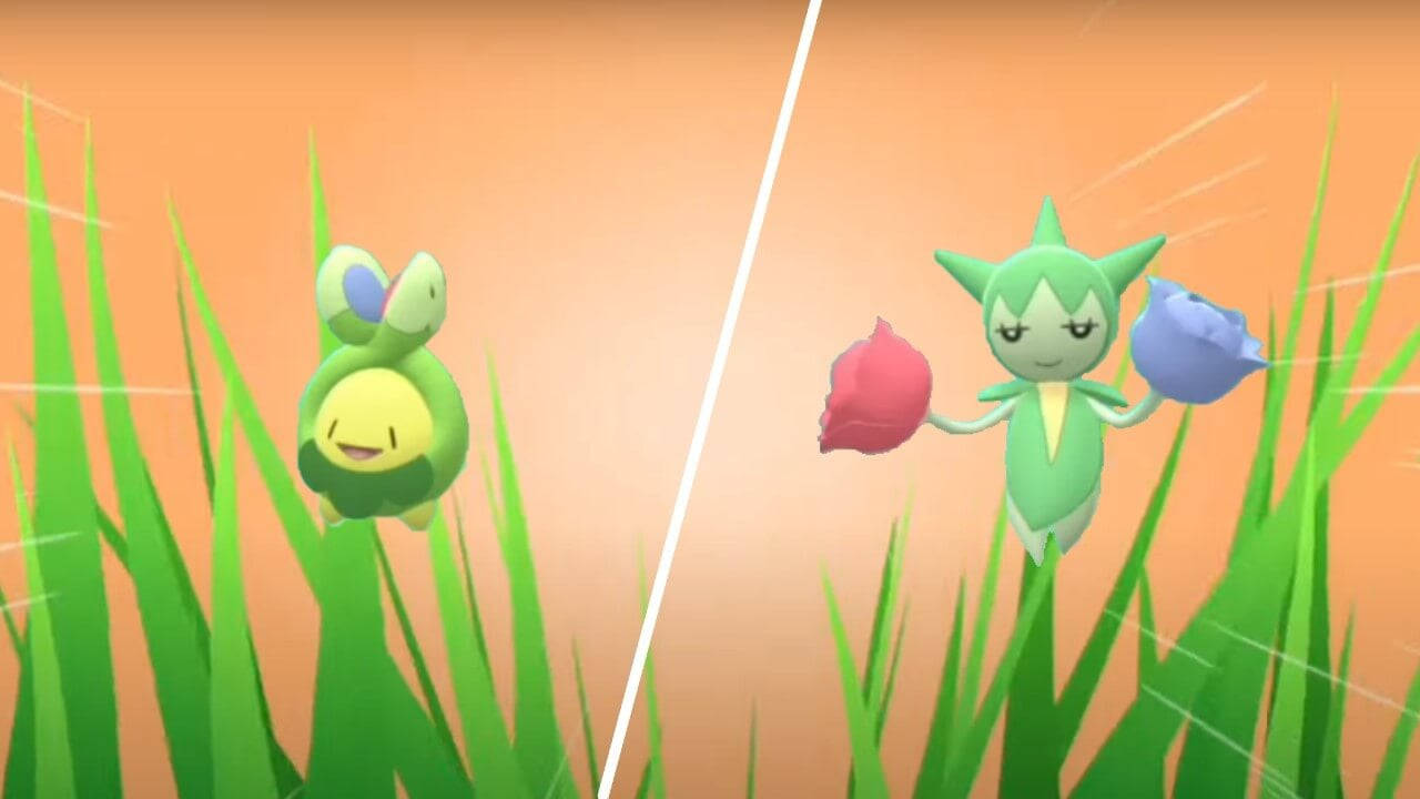 Budew And Roserade In Orange Background Wallpaper