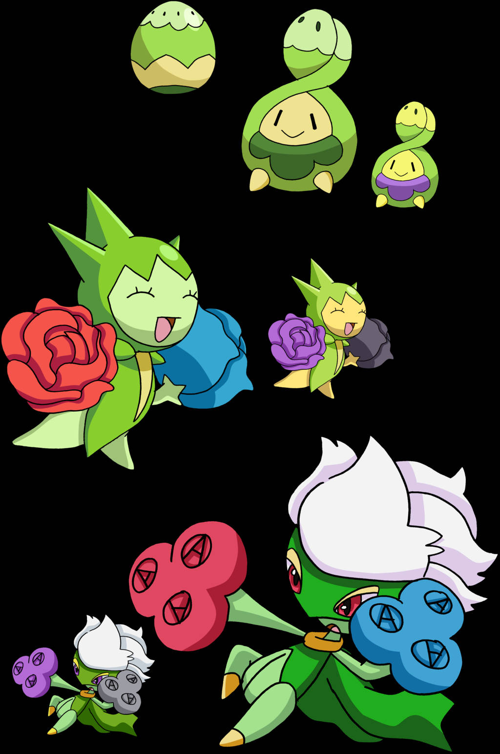 Budew, Roselia And Roserade Wallpaper