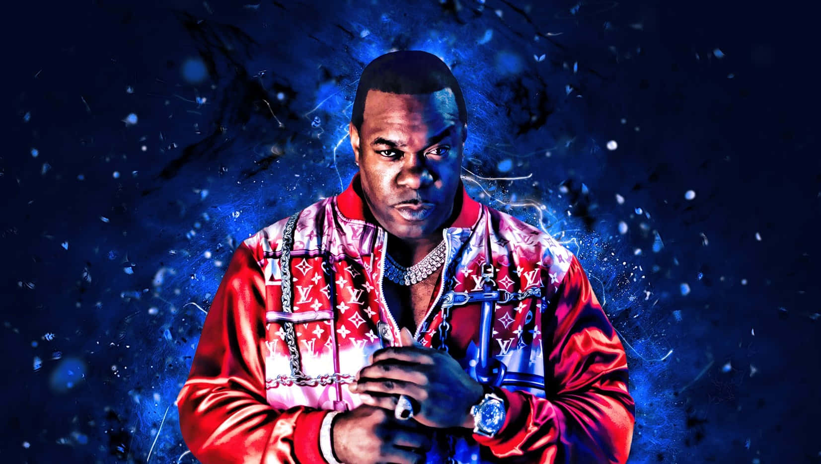 Busta Rhymes Blue Flare Portrait Wallpaper