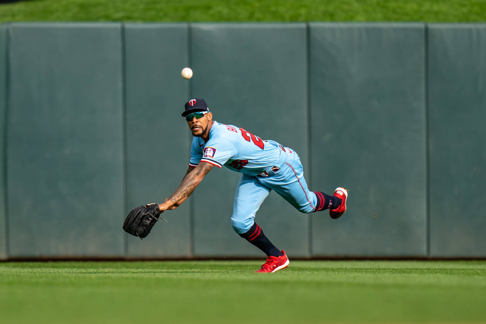 Byron Buxton Catching Baseball On Field Wallpaper