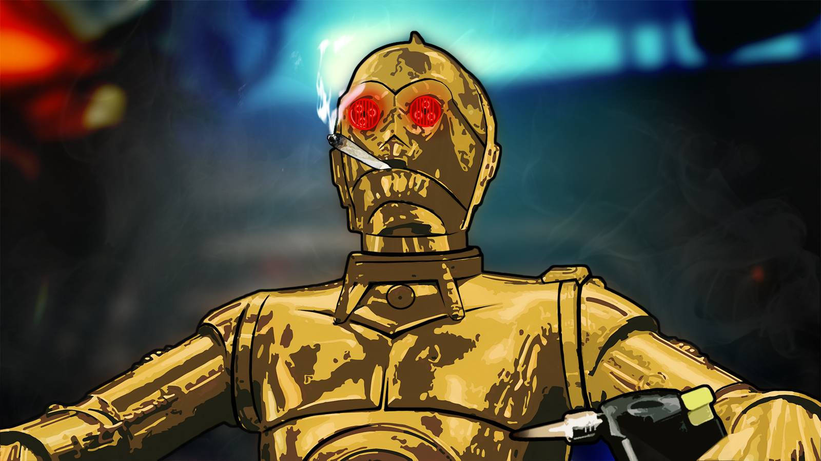 C-3po Smoking Blunt Wallpaper