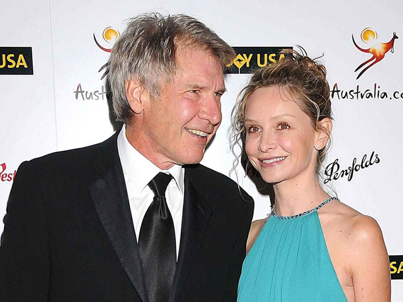 Calista Flockhart Harrison Ford Black Tie Gala Wallpaper