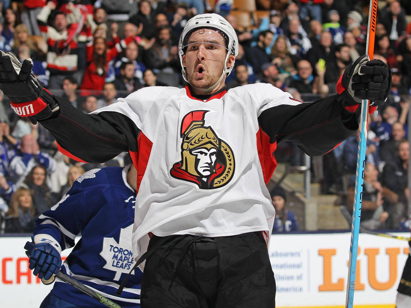 Canadian Ice-hockey Player, Mark Stone In Action During A 2016 Nhl Game Wallpaper