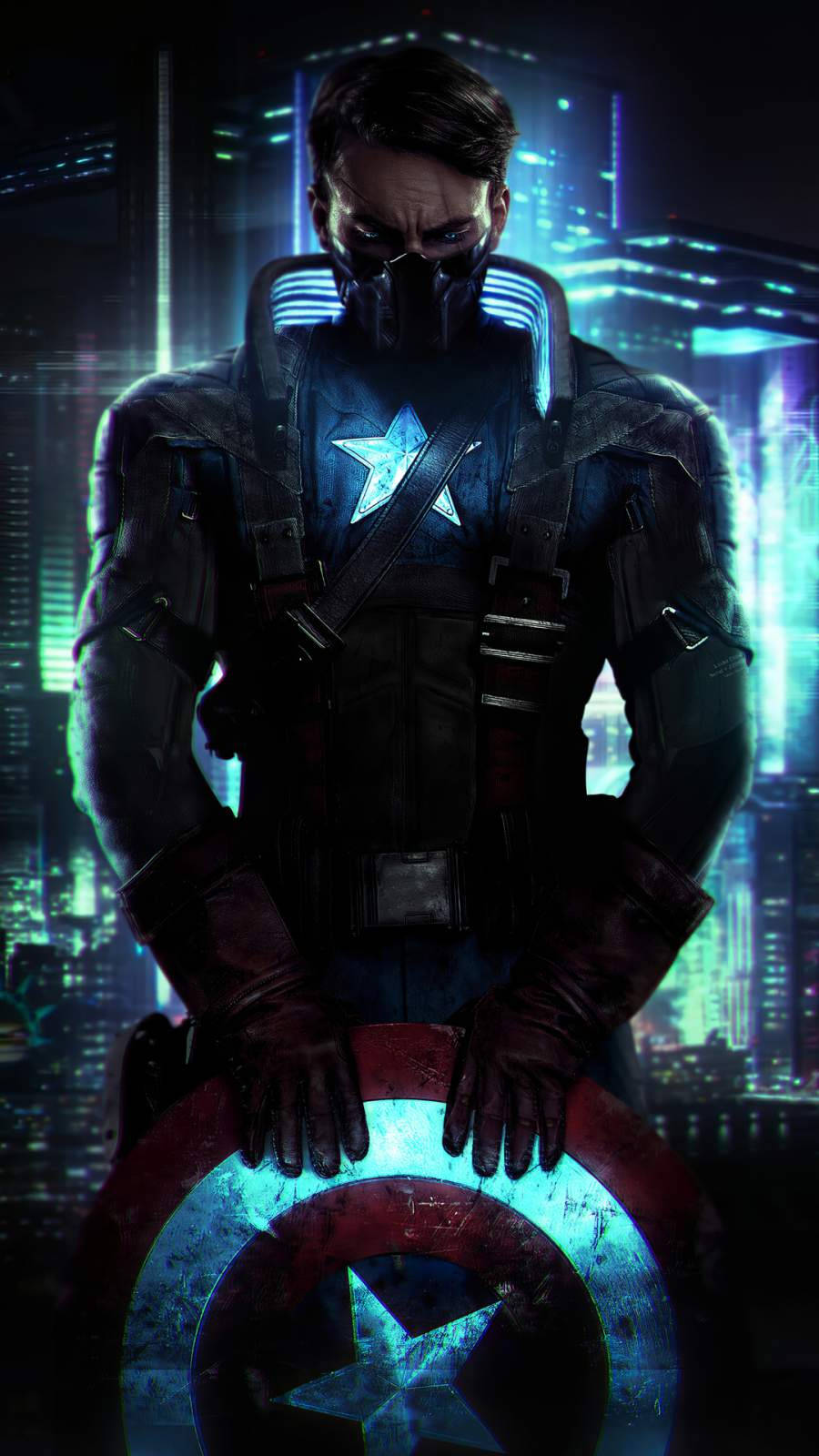 Captain America Cyberpunk Iphone X Wallpaper