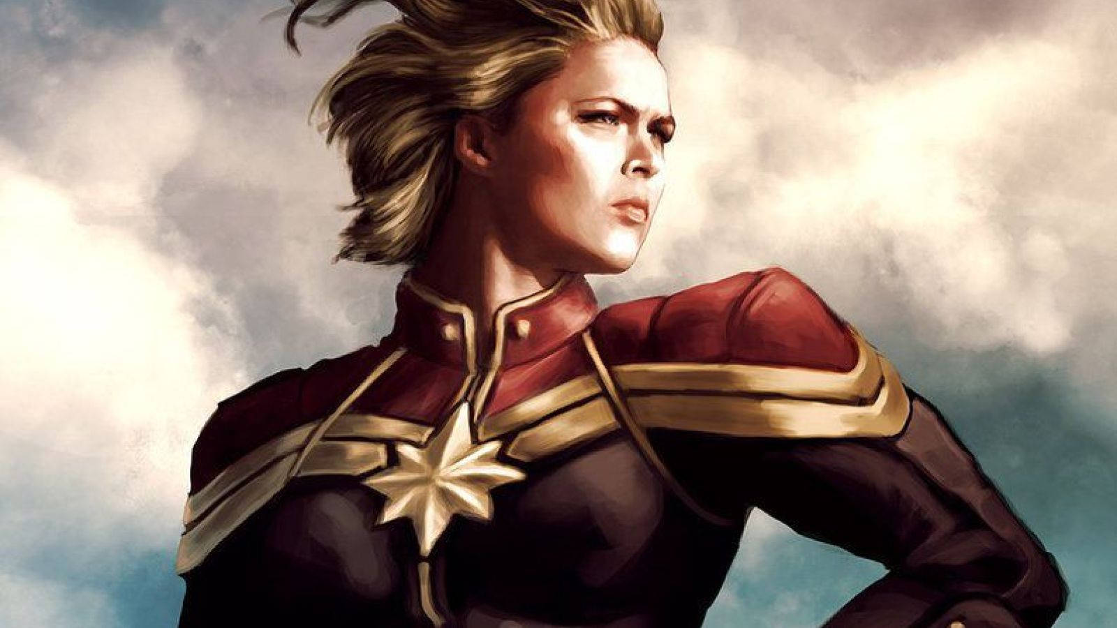 Captain Marvel - Drawing Of The Strongest Superhero Wallpaper