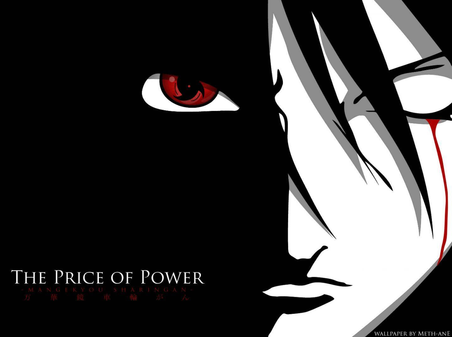 Caption: Captivating Itachi Uchiha Showcasing Mangekyou Sharingan Artwork Wallpaper