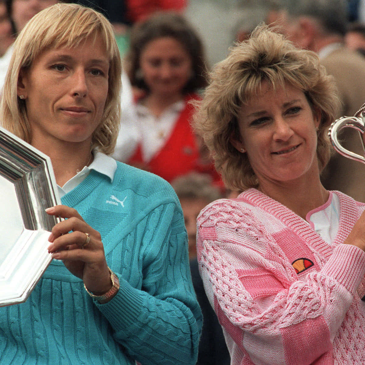 Caption: Chris Evert And Martina Navratilova Posed Together Wallpaper