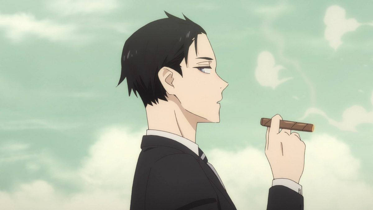 Caption: Daisuke Kambe Pensively Smoking A Cigar Wallpaper