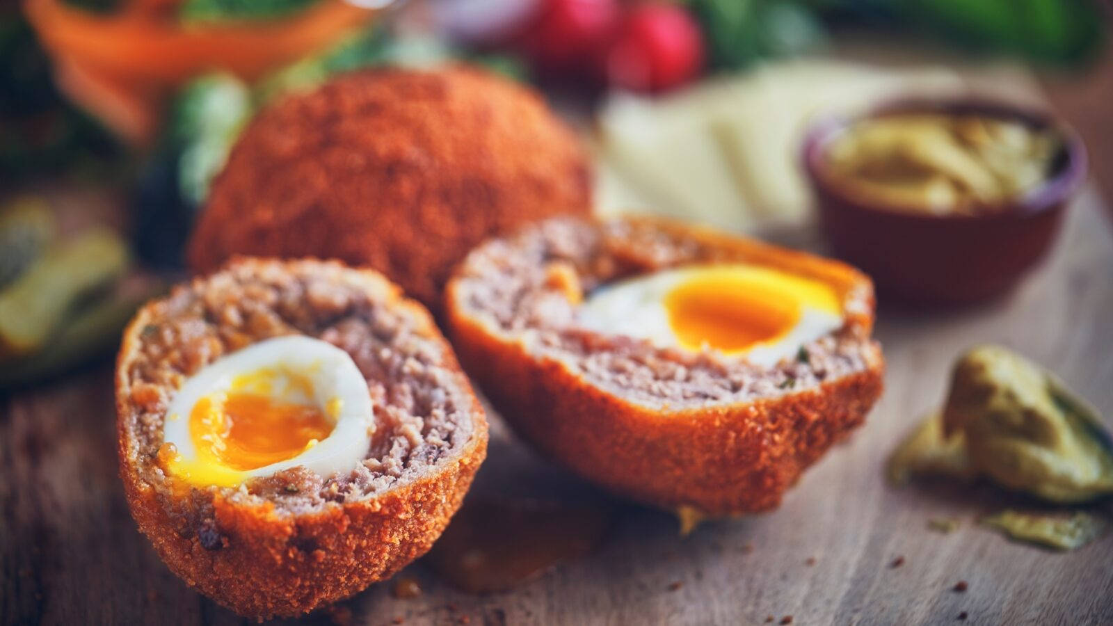 Caption: Delicious Scotch Eggs Dish Captured In Selective Focus Wallpaper