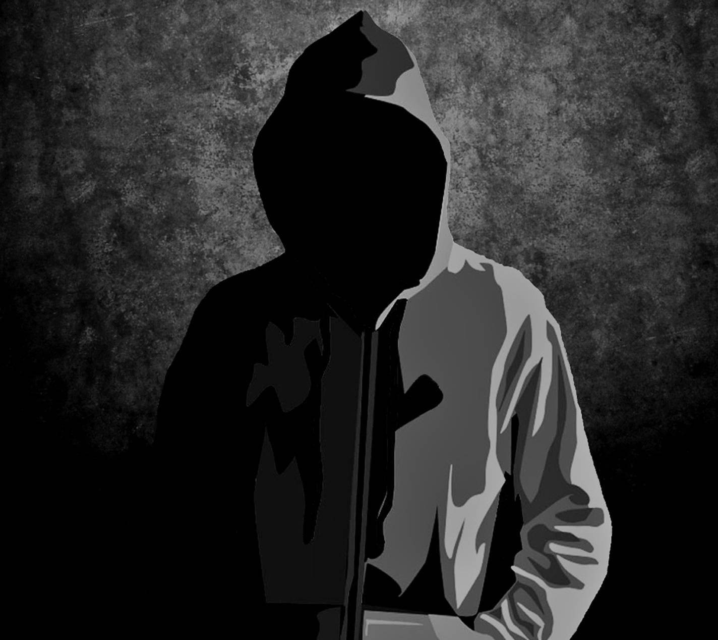 Caption: Edgy Dark Hoodie Graphic Art Wallpaper