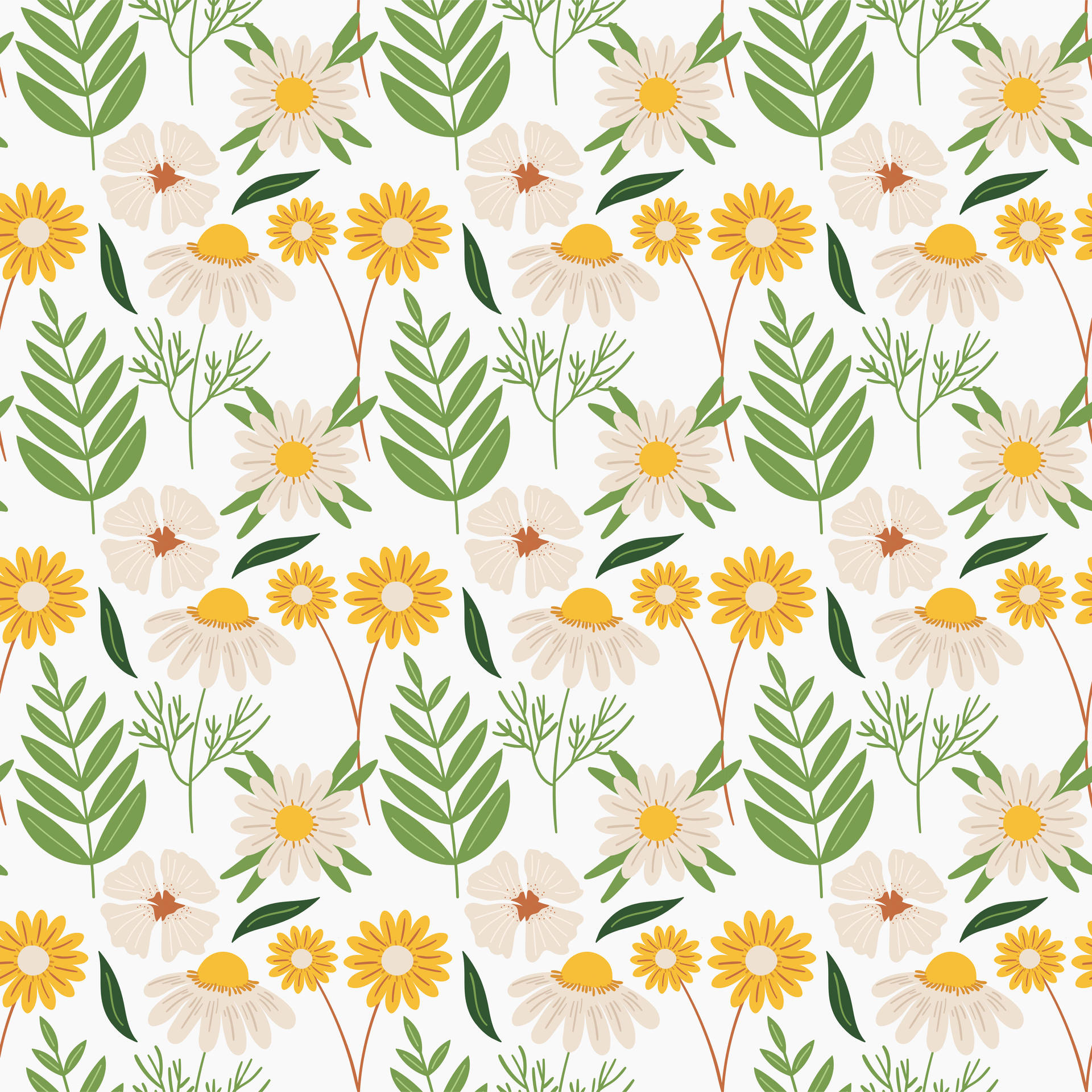 Caption: Elegant Showcase Of Yellow And White Flowers Wallpaper