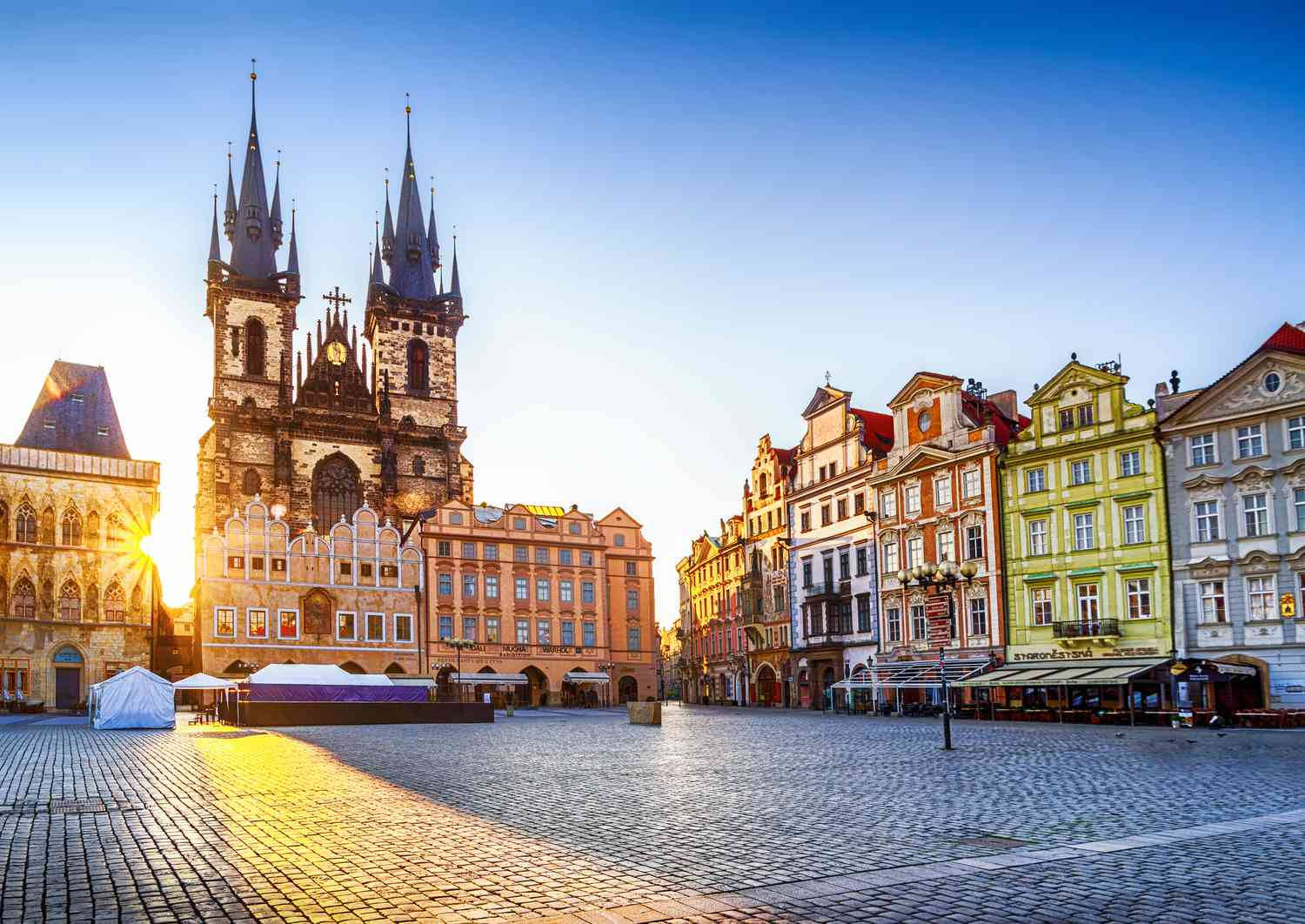 Caption: Enchanting Dawn At Prague's Stately Church Wallpaper