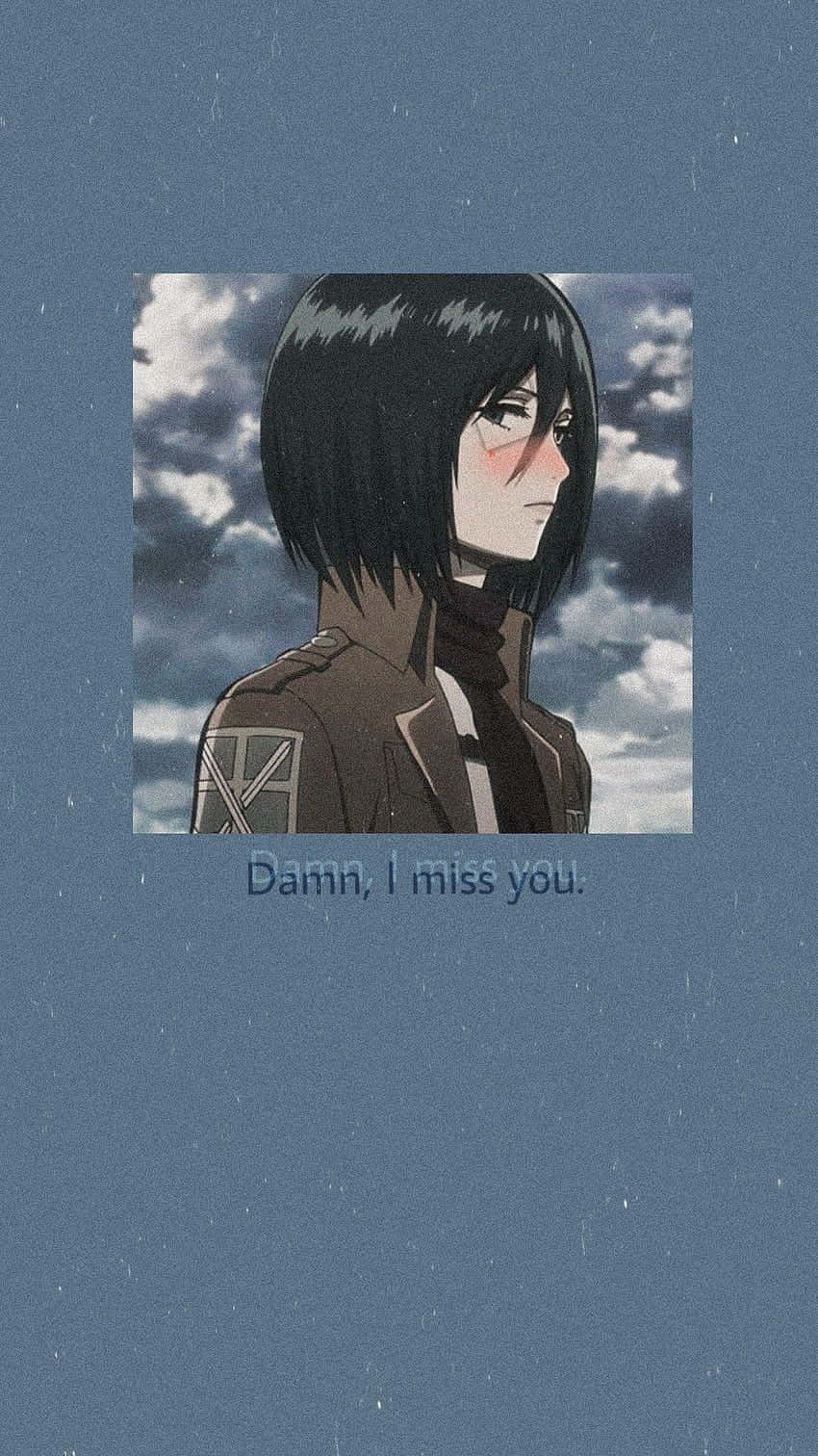 Caption: Intense Beauty - Mikasa Ackerman Blushing Wallpaper