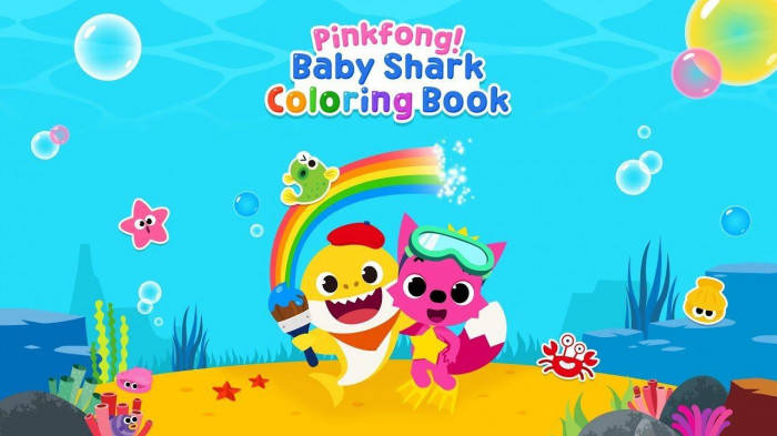 Caption: Joyful Pinkfong Baby Shark Family Wallpaper