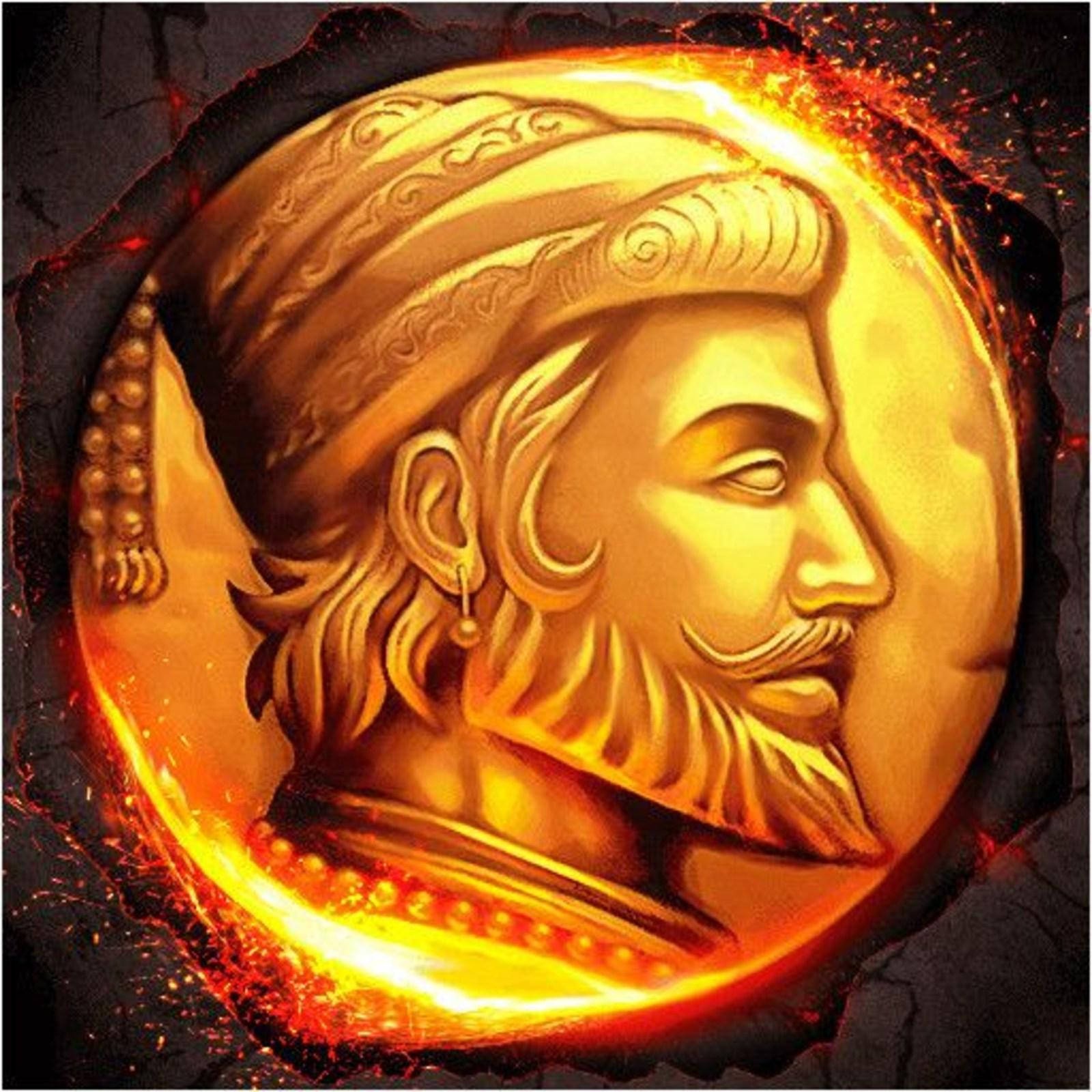 Caption: Majestic Golden Bust Of Chhatrapati Shivaji Maharaj Wallpaper