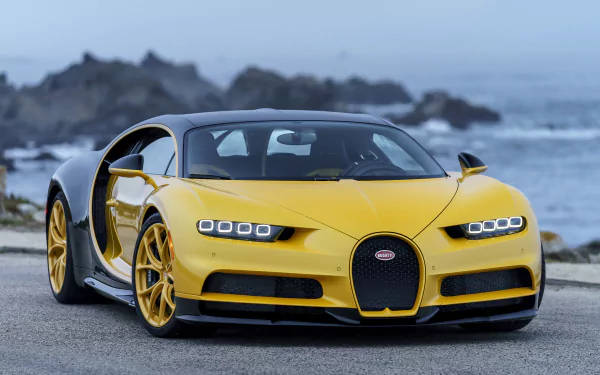 Caption: Majestic Yellow Bugatti Chiron In 4k Resolution Wallpaper