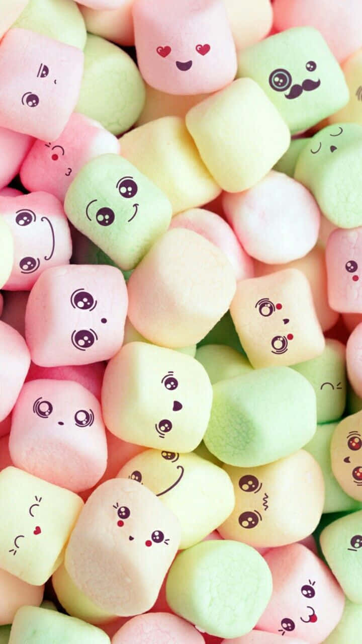 Caption: Marshmallow Themed Phone Display Wallpaper