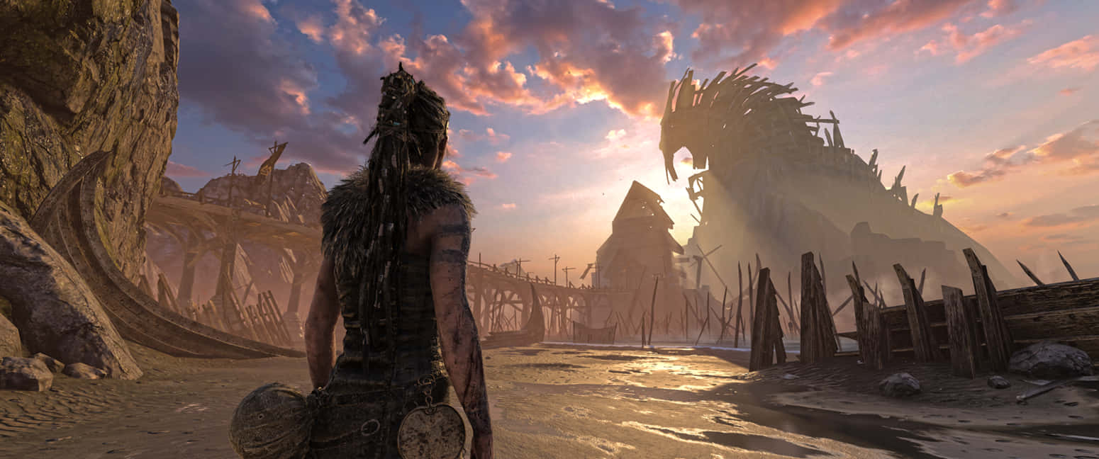 Captivating 3440x1440 Game Scene From Hellblade: Senua's Sacrifice Wallpaper