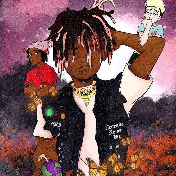 Captivating Artistry Of Juice Wrld Shining In Anime Universe Wallpaper