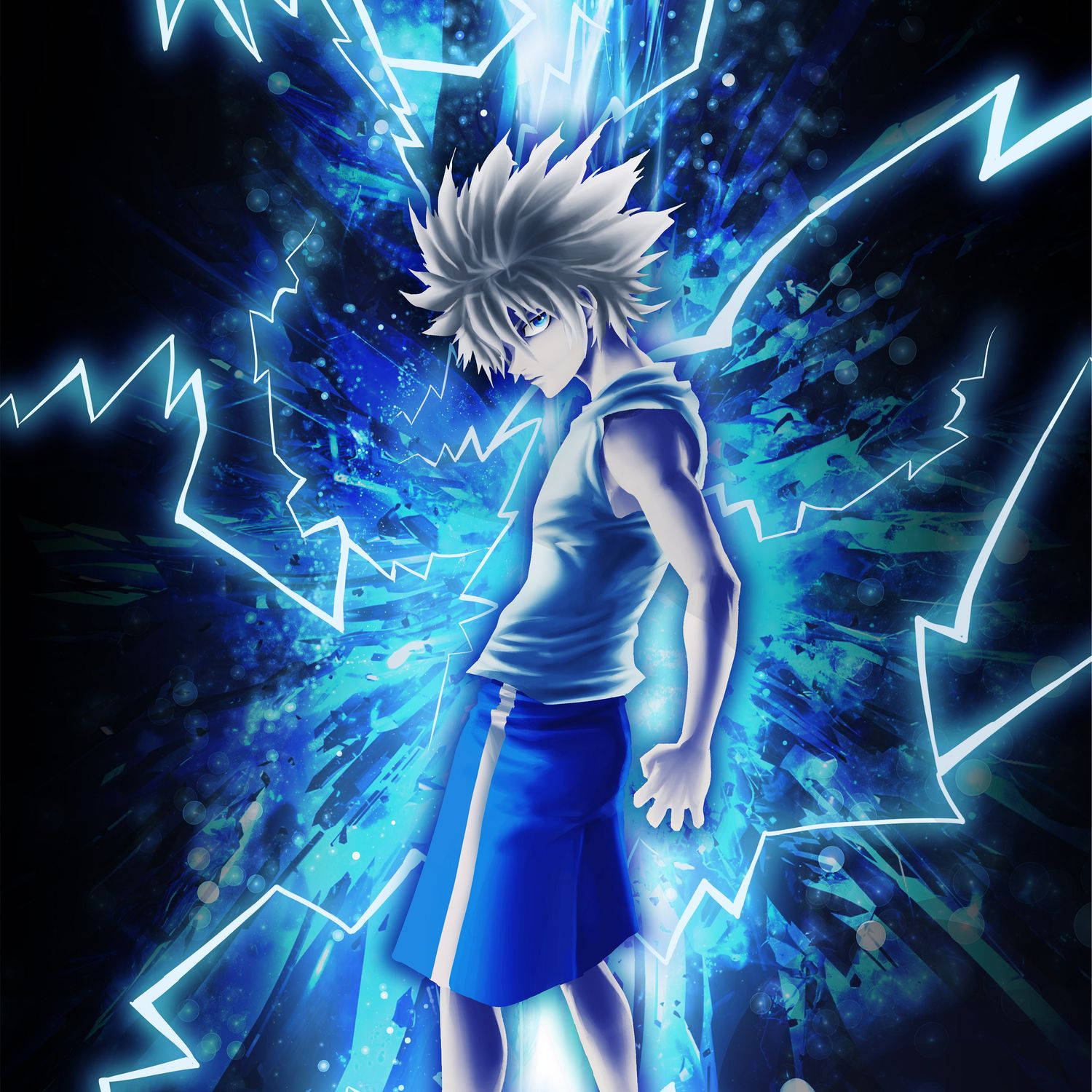 Captivating Digital Art Of Killua From Hunter X Hunter Wallpaper