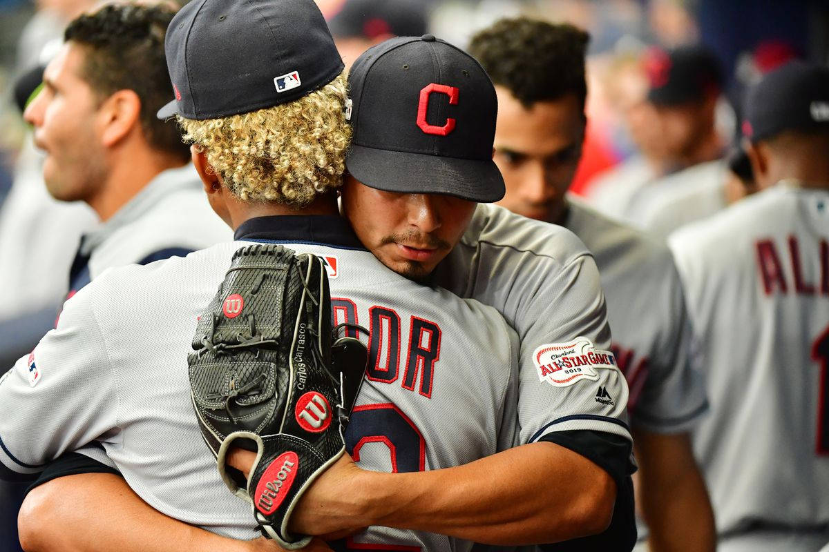 Carlos Carrasco Hugging Francisco Lindor Wallpaper