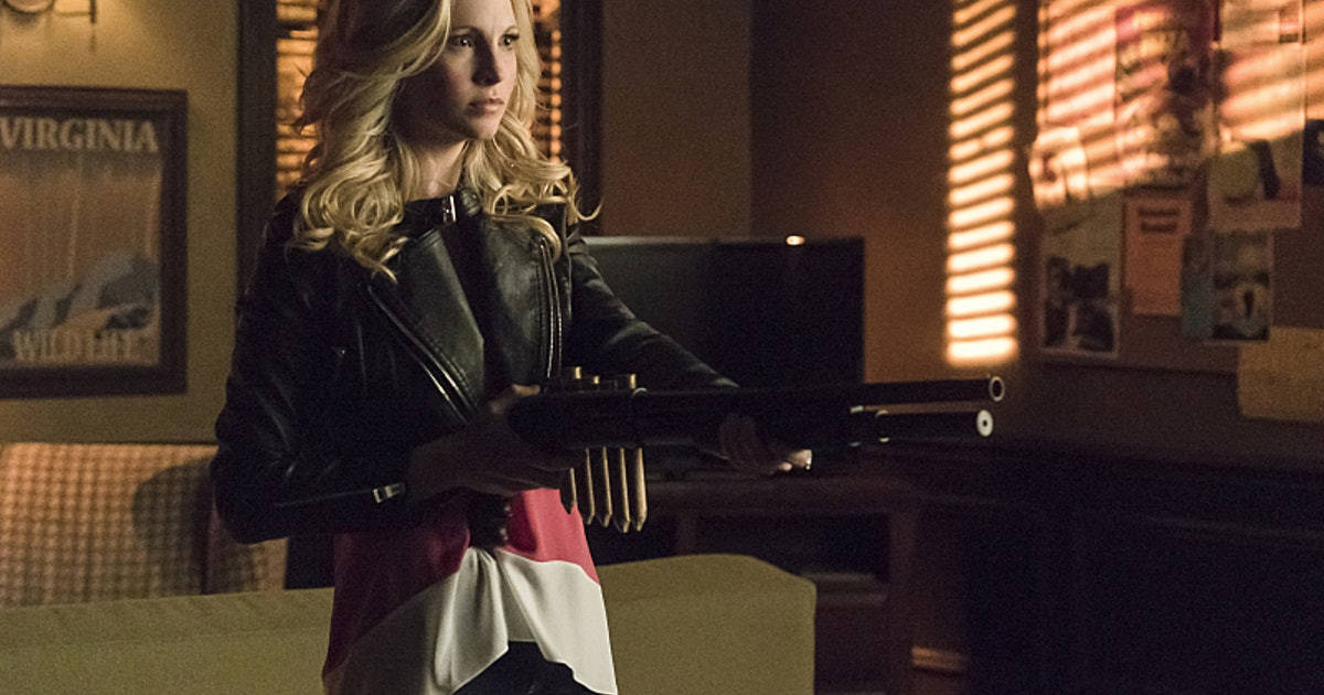 Caroline Forbes Boldly Wielding A Shotgun Wallpaper