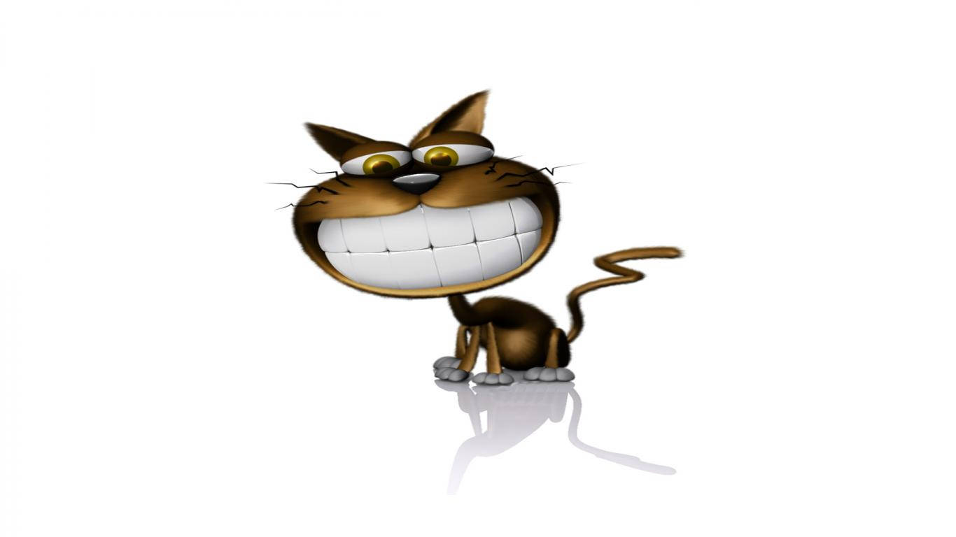 Cartoon Cat Big Teeth Wallpaper