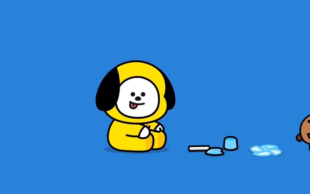 Cartoon Chimmy Bt21 In Blue Wallpaper