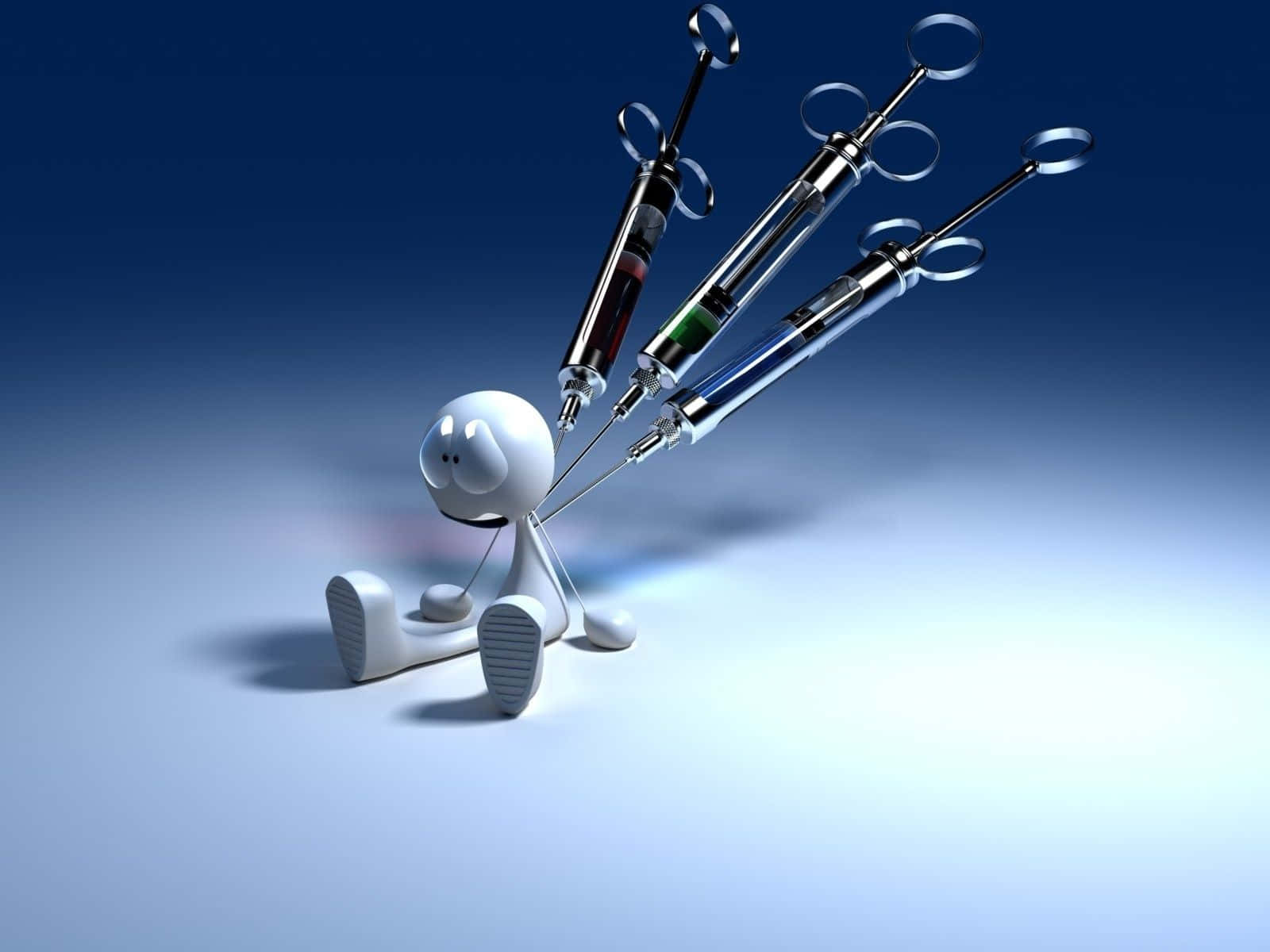 Cartoon Depiction Of A Medical Vaccine Syringe Wallpaper