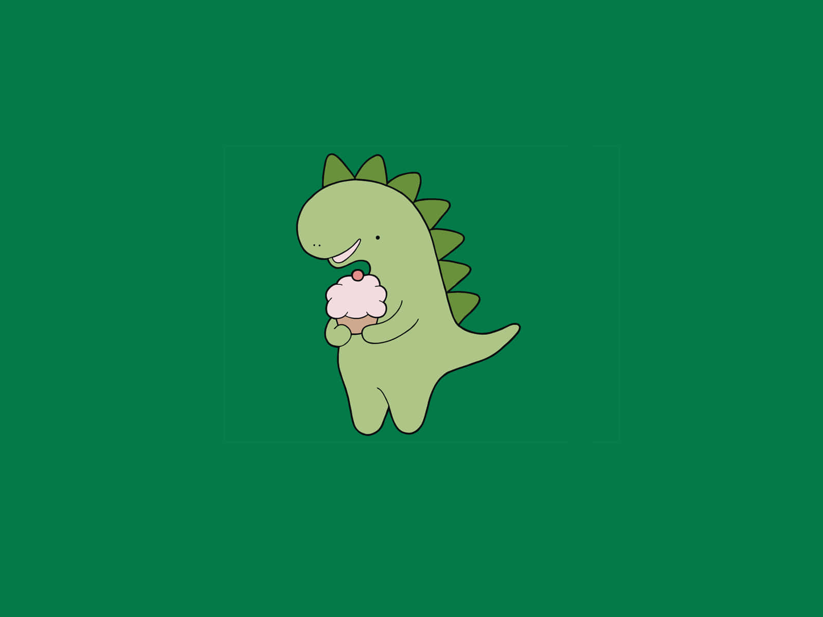 Cartoon Dinosaur Eating Cupcake Wallpaper