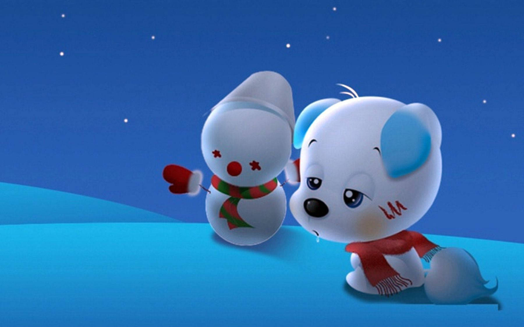 Cartoon Dog And Snowman Wallpaper