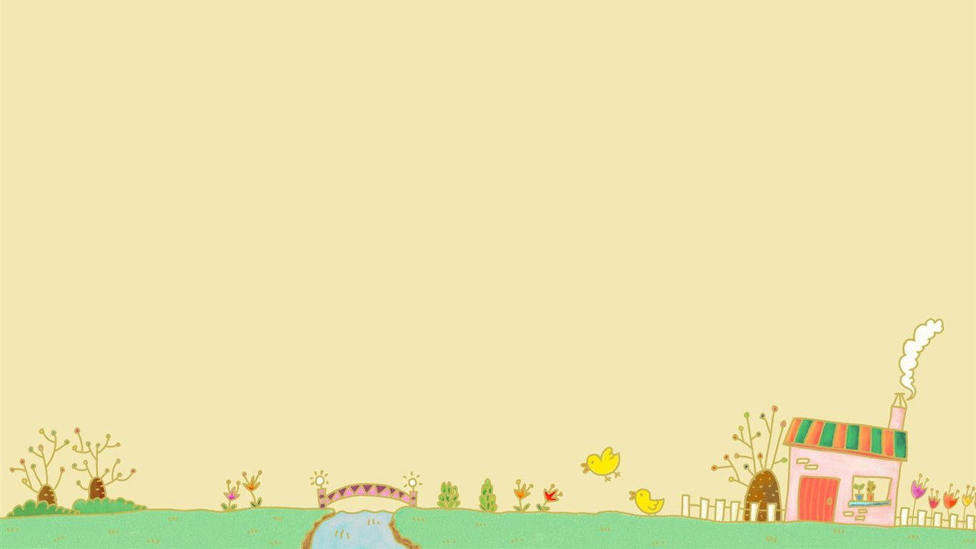 Cartoon Doodle River Bridge Wallpaper