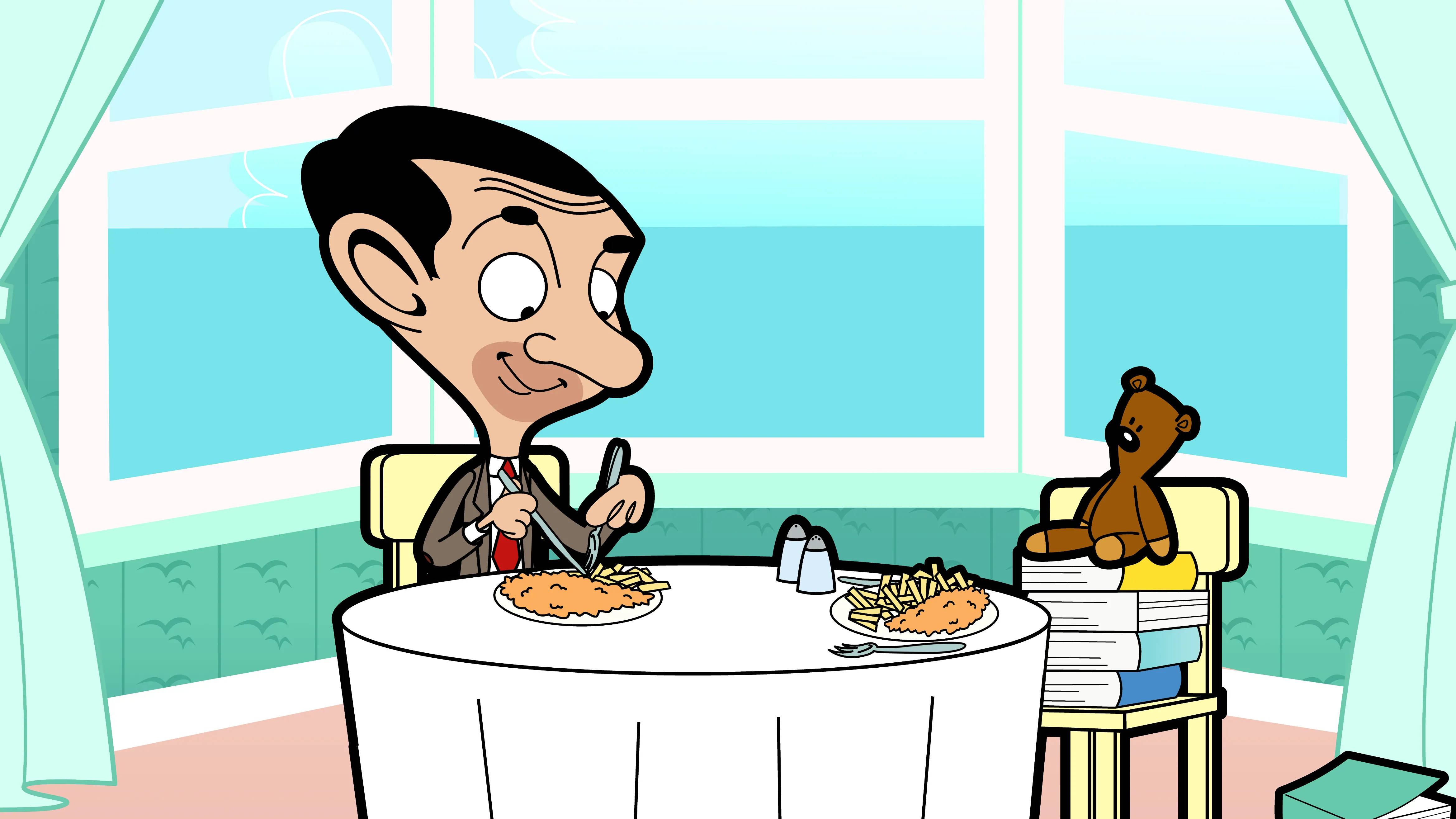 Cartoon Mr Bean 4k Eating Wallpaper