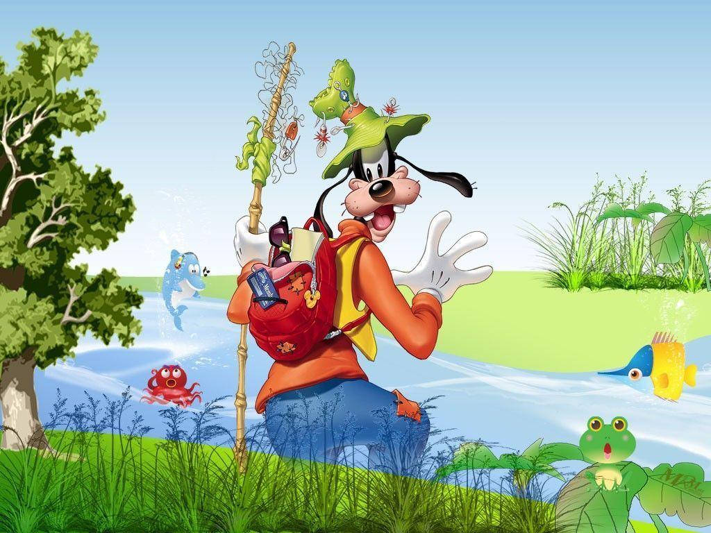 Cartoons Goofy Fishing Wallpaper